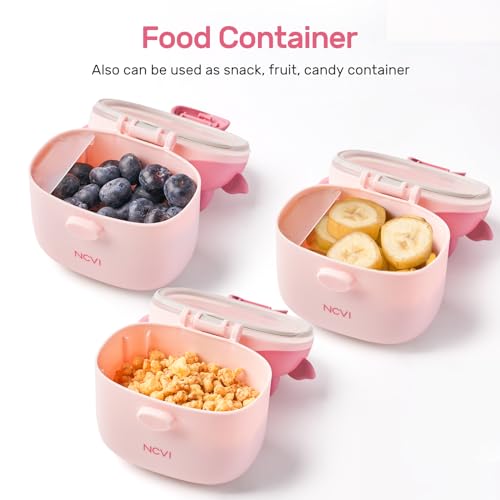 Image of NCVI Baby Formula Dispenser On The Go, Formula Container To Go, Formula Holder for Travel, Outdoor Picnic with Baby Infant, Portable Container for Milk Powder, Snacks, Candy, Fruits (Pink)