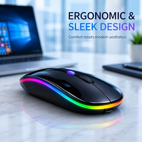 Image of Ant Globe 25 Dual Mode Wireless Mouse|30-Hour Playtime|Bluetooth + 2.4GHz USB |Rechargeable Silent Optical Mouse for Laptop, MacBook, iPad, PC |3-Level Adjustable 1600 DPI, Slim Portable Design -Black