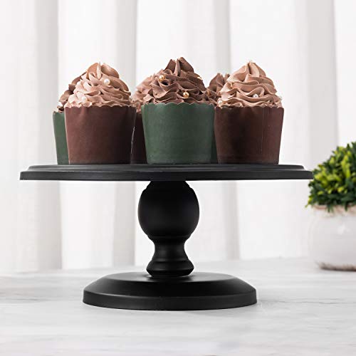 Mygift® Black Metal 10-Inch Cake Stand, Decorative Cupcake, Dessert And Appetizer Plate Pedestal Stand #TOP2