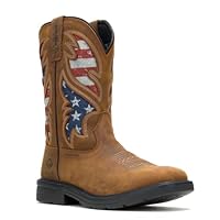 Wolverine Men's Rancher Flag Steel Toe Wellington Construction Boot, Brown/RWB, 9.5
