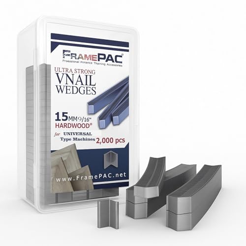 Image of V Nails for Hardwood Picture Frames - 15mm (9 /16 Inch) - [2000 V-Nail Pack, Stacked] - Universal (UNI) - Ultra Strong Vnail Wedges for Picture Framing - Joining Picture Frame Corners