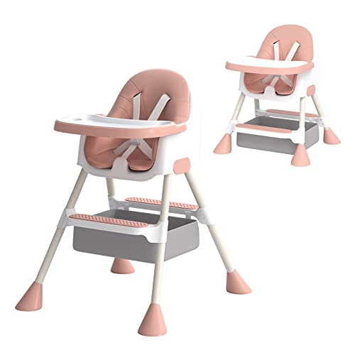 UBRAVOO Trona para bebé, 2 en 1 Tronas bebés con Reposapiés, Bandeja Doble Desmontable, Fácil de Limpiar, Trona de bebé para Niños y Niñas más de 6 Meses, HA-019, Rosa Cover