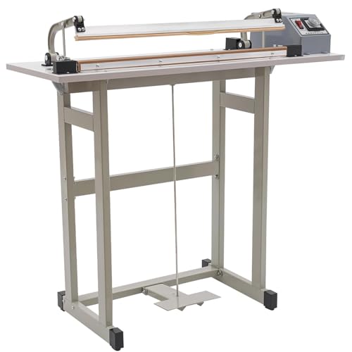 Machine à sceller à chaud 2 en 1 pour sacs en plastique avec table de travail réglable et piédestal, usage industriel et commercial