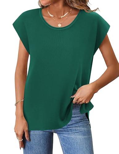 Image of Zeagoo Sleeveless Sweater Tops for Women Sweater Tank Knit Vest for Women Summer Basics Fashion Outfits X-Large Dark Green