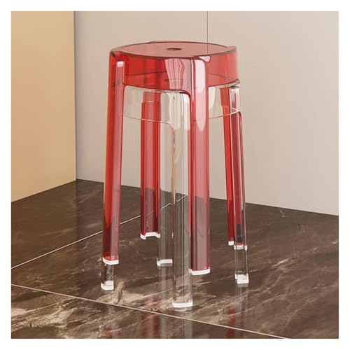 Juego de 2 taburetes acrílicos apilables, taburetes de bar transparentes sin respaldo para decoración de cafeterías y comedores