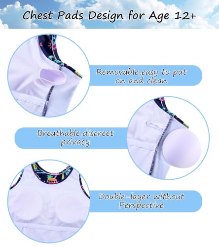 Image of Belovecol Girls Swimsuits 2Pcs Tankini Bathing Suit 4-16Y Bra Pads for 12Y+