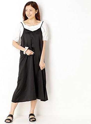 Amazon Co Jp イーハイフンワールドギャラリー E Hyphen World Gallery サテンキャミワンピース 112ブラック F 服 ファッション小物