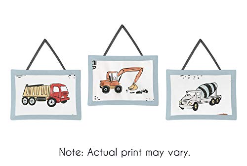 Sweet Jojo Designs Construction Truck Baby Boy Nursery Crib Bedding Set - 11 Pieces - Grey Yellow Orange Red And Blue Transportation Chevron Arrow #TOP2