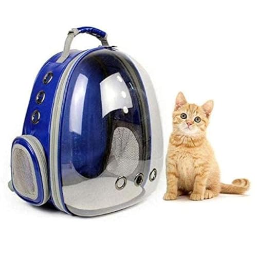 Image of The Pets Company Transparent Capsule Breathable Airline-Approved, Ventilate Carrier Backpack for Travel, Hiking and Outdoor for Cats & Kittens - Royal Blue