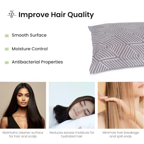 Image of Mush Aura Collection 300 TC Bamboo Pillow Covers Set of 2 | Bamboo Pillow Case for Hair & Skin, Ultra Soft Cooling Pillow Case, Breathable Smooth Pillowcase for Everyday Comfort (Soft Grey)