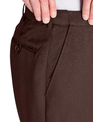 Chums Men's Classic-Fit Expandable-Waist Flat-Front Dress Pant Formal Slacks Brown4