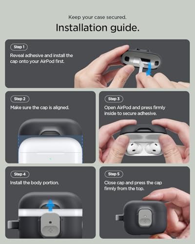 Image of Spigen for AirPods Pro 3 Case, Carabiner Included, Sleek Design, Light & Compact Cover, (Nano Pop) - Black Sesame