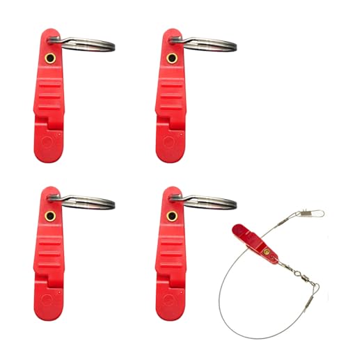 OKKRMGZ 4Pcs Heavy Duty Planer Board Release Clips Snap On Clip for Trolling Fishing Offshore Weights Downrigger Line Outrigger Boards Weight Clip On Line Holder for Shore and Boat Fishing Accessories