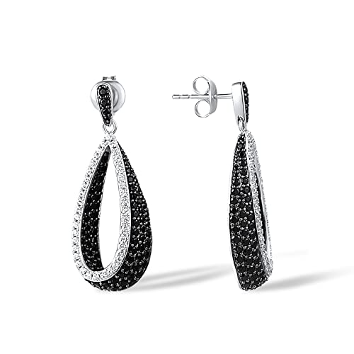 Santuzza 925 Sterling Silver Black and White Earrings2