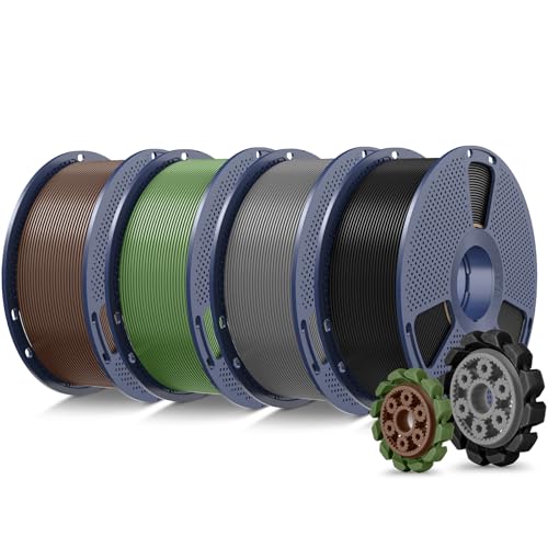 Image of SUNLU PLA+2.0 3D Printer Filament 4KG, Upgrade PLA+ Filament 1.75mm, Tougher and Stronger, Dimensional Accuracy + /-0.02mm, 1KG per Spool, 4KG Total, Black+Grey+Olive Green+Coffee Brown