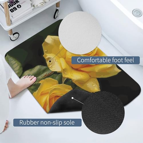Tapis absorbant l'eau et antidérapant à motif fleuri jaune - 5