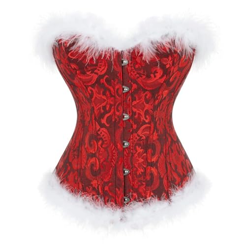 Corset de Noël pour femme bustier rouge à lacets avec baleines taille 3XL