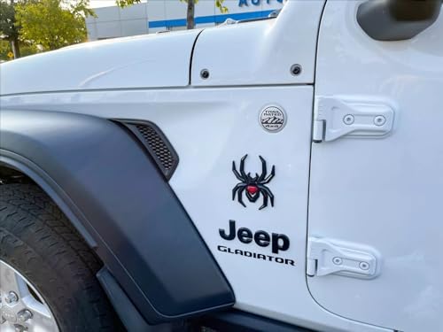 Image of 2Pcs Custom Spider Emblems Left Right Car Badge for Universal Car Body Motorcycle SUV Widow Door Edition Decoration (Black Red)