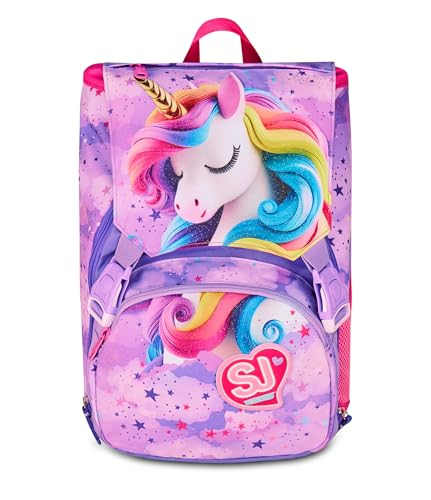 SJ GANG STYLE JAM GANG Zaino Scuola Estensibile Big, Viola, Zaino con Divisorio Interno, Tasca Superiore con Ali a Scomparsa, Tasca per Borraccia, 24 L, Zaino Scuola Elementare, Bambina