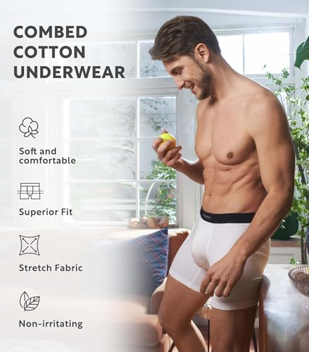 DAVID ARCHY Men's Underwear Boxer Briefs Cotton Comfortbale Soft Breathable with Fly Underwear for Men 6 Pack4