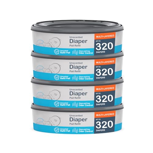 Compatible with Diaper Genie Pails, 4-Pack, 1280 count