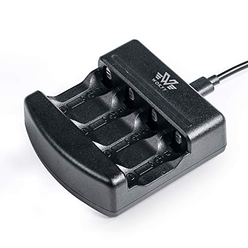 Wokyy 4 Ports RCR123A Battery Charger for Arlo Camera 3.7V Li-ion Rechargeable Batteries RCR123A 16340