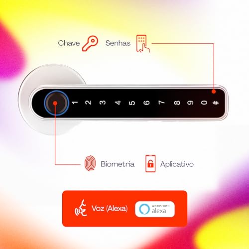 Hi by Geonav Fechadura Digital Inteligente Bluetooth de Embutir, Compatível com Alexa, Biometria, Se