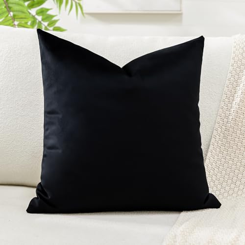 Artscope Luxury Velvet Cushion Covers Super Soft Decorative Square Throw Pillow Covers Case Cushion Covers for Sofa Couch Bedroom Car Decor 40x40cm Black - Image 2