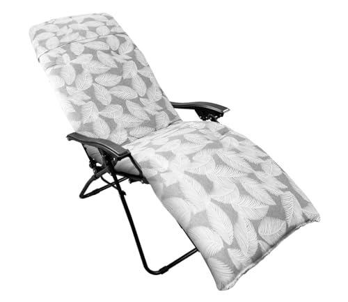 CHELY INTERMARKET Cojín Acolchado 180x55x8cm Pluma Gris Exterior Tumbonas Sillas Jardín Terraza Cómodo Poliéster Respaldo Largo Palets Reclinables Sujeción Elástica Vacaciones