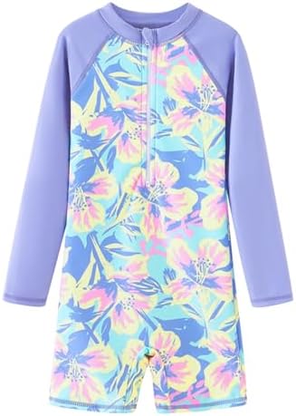 UMELOK Girls Long Sleeve Rash Guard One Piece Swimsuits with UV P...