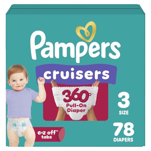 Image of Pampers Diapers - Cruisers 360 - Size 3, 78 Count, Babyproof up to 100% Leakproof Pull-On Diaper