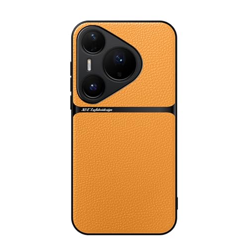 Compatible with Huawei Pura 80 Plus Phone Case, Built-in Magnetism, Anti-Drop Protection [with Tempered Glass Screen Protector] Yellow