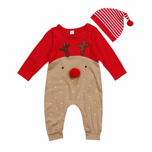 Loalirando Mono Suéter de Navidad Bebé Recién Nacido Unisex Pelele Pijama Punto Una Pieza de Manga Larga Romper Ropa de Dormir Mameluco Navideño Sweater Invierno para Niños Niñas (Rojo 2, 0-6 Meses)