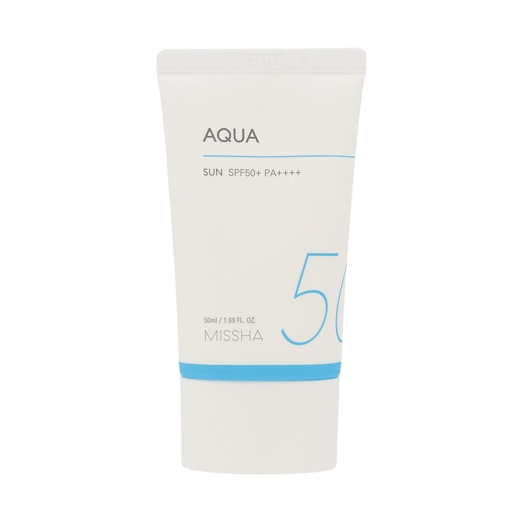 MISSHA All Around Safe Block Aqua Sun SPF50+/PA++++ 50 ml – Feuchtigkeitsspendender Sonnenschutz, Leichte Textur, Rückstandsfrei, Für Alle Hauttypen