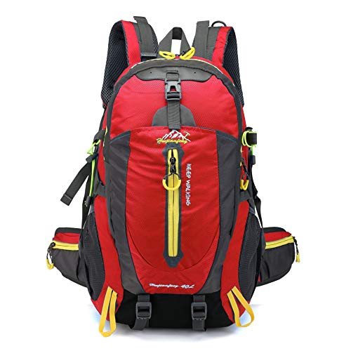 CHENXIAOHONG Mochila de trilha feminina e masculina 40L, à prova d'água, esportiva, resistente, mochila de viagem, mochila de montanha(Vermelho)
