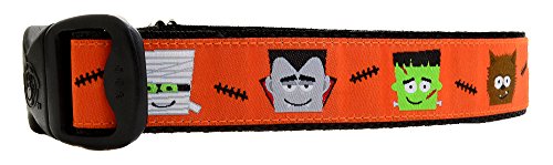 3 Dirty Dawgz Adjustable 1' Mummy, Vampire Dracula and Frankenstein Halloween Dog Collars for Medium Large and X-Large Dogs (Large 1' (17'-27' Neck))