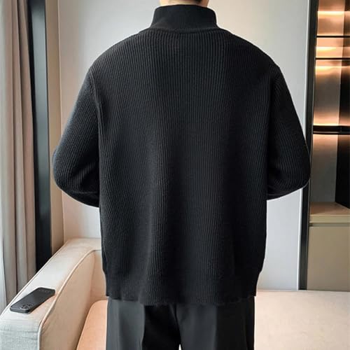 Cárdigan de punto blanco para hombre en talla XL con cuello alto y cremallera 7