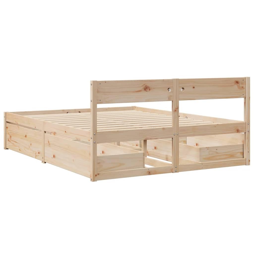 vidaXL Giroletto con Cassetti 150x200 cm in Legno Massello di Pino, giroletto con cassetti, arredo Camera da Letto, Letto Contenitore