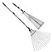 TABOR TOOLS Telescopic Metal Rake 63 Inch, Adjustable Folding Leaves Rake for Quick Clean Up of Lawn and Yard, Garden Leaf Rake, Expanding Handle with Adjustable 8 to 23 Inch Width Folding Head. J16A.