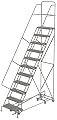 Tri-Arc KDED111242 11-Step All-Directional Steel Rolling Industrial & Warehouse Ladder with Grip Strut Tread, 24-Inch Wide Steps