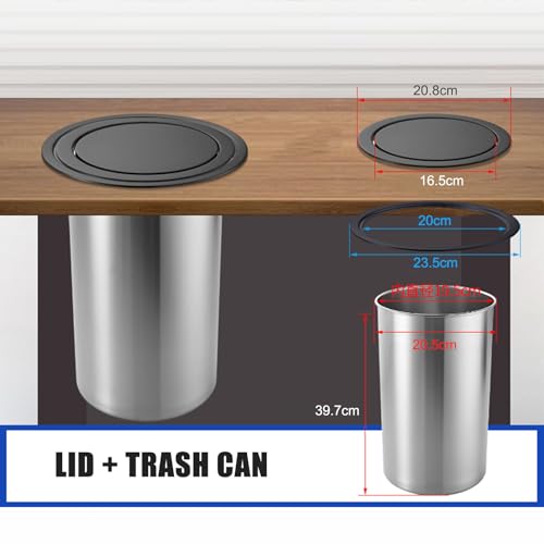 Caneca de basura empotrada para cocina con tapa negra miniatura 2