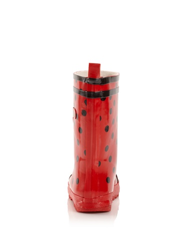 Red Ladybug Natural Rubber Rain Boots With A Pull On Heel Tab3