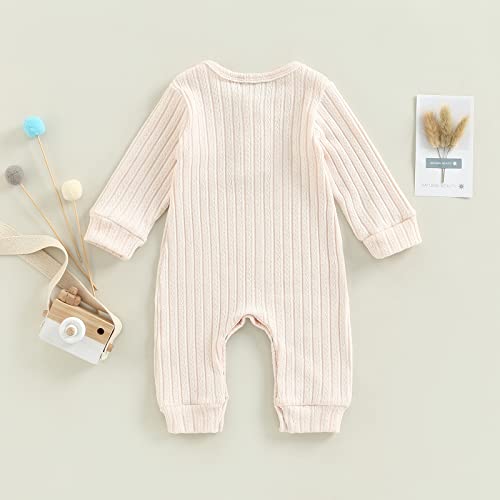 Ynibbim Unisex Newborn Baby Boy Girl Ribbed Romper Solid Color Knit Jumpsuit Infant Fall Winter One-Piece Outfit #TOP6