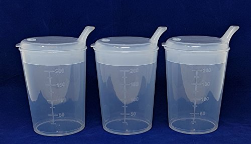 3 x Medi-Inn Adult Convalescent Drinking / Feeding Cup / Beaker with Lip Spout (250ml) Clear by Medi-Inn