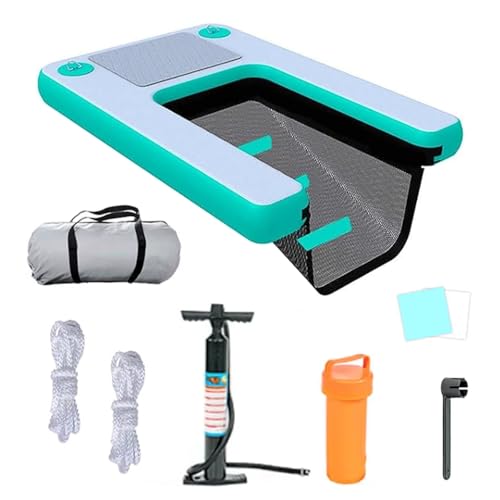 SRNSAEB Scaletta per Cani da Barca Rampa per Cani Fuori Terra con Tappetino Antiscivolo in Eva e gradini 3D, Piattaforma Galleggiante Gonfiabile per laghetto, Piscina, Spiaggia, banchina, Alta(Green)