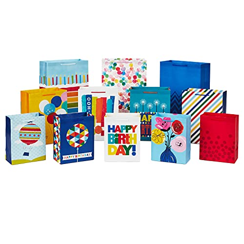 Productos Desechables Para El Hogar, Toy Hallmark Bolsas de regalo en varios tamaños (paquete de 12 a 5 medianas, 8 pulgadas, 4 grandes 11 pulgadas, 3 extra grandes 14 pulgadas) para cumpleaños, día...