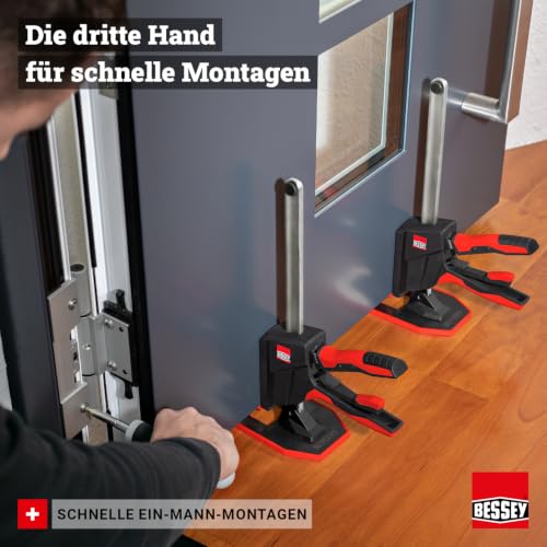BESSEY BEYCEPS BEY23 Einhand-Montagewerkzeug, Heben/Spreizen 5-230 mm, Spannen 170-390 mm, Montagearbeiten mit bis zu 180 kg Hubkraft, Hebewerkzeug, Gewicht 1,60 kg, Schwarz/Rot