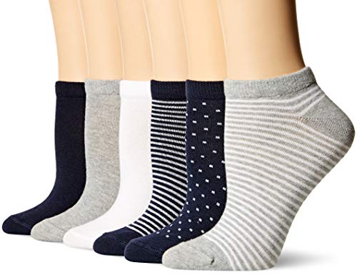 Amazon Essentials Women's 6-Pack Casual Low-Cut Socks, Navy Assorted, 8 to 12