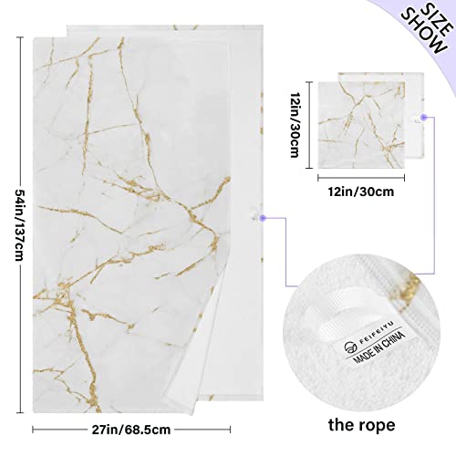 White Gold Marble Texture Bath Towels Highly Absorbent Cotton Towels Set Of 2, Premium Spa & Hotel Quality Quick Dry Towel Set 54 X 27 Inches #TOP2