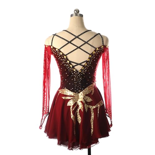 Vestido de patinação artística, alças cruzadas de temperamento com strass brilhantes, fantasia de co